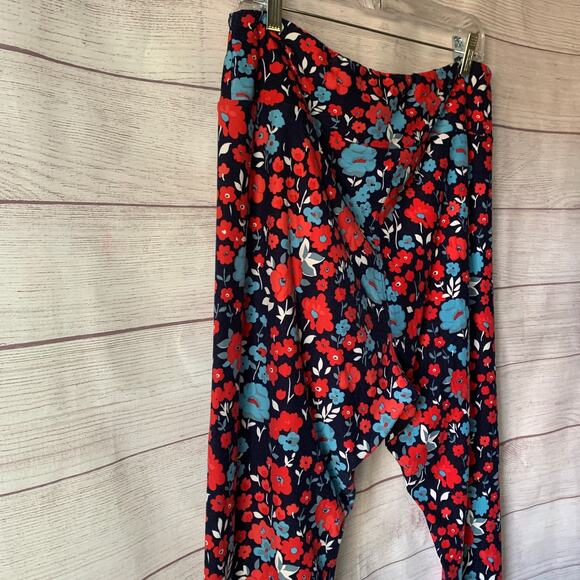 LuLaRoe Blue and Red Floral Leggings Size TC2 - Picture 14 of 16